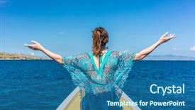  Presentation with blue sky - Audience pleasing PPT theme consisting of air asia free - rear view of a young backdrop and a ocean colored foreground