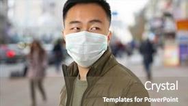  Presentation with health care leadership - Slide set featuring air bacteria - health care concept young man background and a  colored foreground