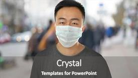  Presentation with ethics in health care - Slide set with air bacteria - health care concept young man background and a  colored foreground