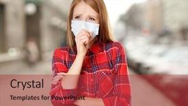  Presentation with health care static - Presentation consisting of air bacteria - health care concept young woman background and a red colored foreground