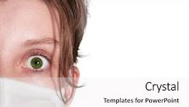  Presentation with medical bacteria - PPT theme enhanced with air bacteria - woman wearing medical mask background and a  colored foreground