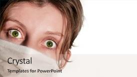  Presentation with medical bacteria - Presentation theme enhanced with air bacteria - woman with big green eyes background and a  colored foreground