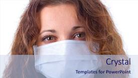  Presentation with culture integration in medicine - PPT theme having air bacteria - women in medicine mask closeup background and a light blue colored foreground