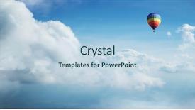  Presentation with balloon - Cool new slide deck with air balloon flying against blue backdrop and a sky blue colored foreground