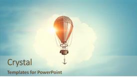  Presentation with animated hot air balloon - Beautiful presentation theme featuring air balloon in blue sky backdrop and a  colored foreground