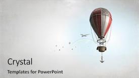  Presentation with sky blue - Presentation theme with air balloon in blue sky background and a  colored foreground