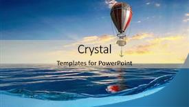  Presentation with animated hot air ballon - Presentation theme having air balloon in sea background and a  colored foreground