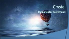  Presentation with air sea transport - Presentation design having air balloon in sea background and a  colored foreground