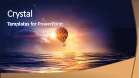  Presentation with air sea transport - Presentation theme featuring air balloon in sea background and a  colored foreground