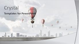  Presentation with balloon - Beautiful slide set featuring air-balloon-in-summer-sky backdrop and a light gray colored foreground