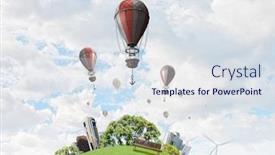  Presentation with balloon - PPT theme having air-balloon-in-summer-sky background and a sky blue colored foreground