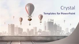  Presentation with balloon - Slide set consisting of air-balloon-in-summer-sky background and a sky blue colored foreground