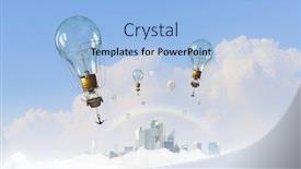 Presentation with balloon - Audience pleasing PPT theme consisting of air-balloon-in-summer-sky backdrop and a light blue colored foreground