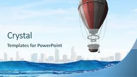  Presentation with water cooled package unit to air handling unit - PPT theme consisting of air balloon over water mixed background and a  colored foreground