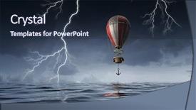  Presentation with balloon - Cool new PPT theme with air balloon over water mixed backdrop and a wine colored foreground