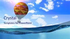  Presentation with air water pollution - Beautiful PPT layouts featuring air balloon over water mixed backdrop and a  colored foreground