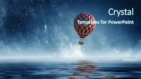  Presentation with balloon - Colorful slides enhanced with air balloon over water mixed backdrop and a ocean colored foreground