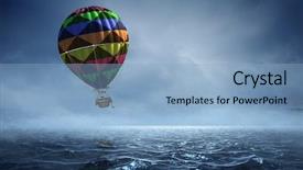  Presentation with balloon - Beautiful presentation theme featuring air balloon over water mixed backdrop and a  colored foreground