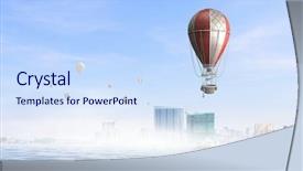  Presentation with water cooled package unit to air handling unit - PPT theme having air balloon over water mixed background and a  colored foreground