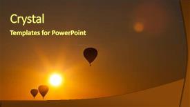  Presentation with hot air balloons - Presentation theme featuring air balloons at sunset - free background and a  colored foreground