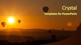  Presentation with hot air balloons - PPT theme consisting of air balloons at sunset - free background and a  colored foreground