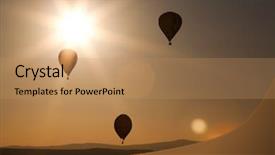  Presentation with hot air balloons - Beautiful PPT theme featuring air balloons at sunset - free backdrop and a  colored foreground