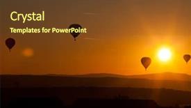  Presentation with hot air balloons - PPT theme with air balloons at sunset - free background and a tawny brown colored foreground
