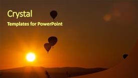  Presentation with hot air balloons - Colorful slides enhanced with air balloons at sunset - free backdrop and a tawny brown colored foreground