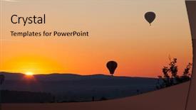  Presentation with hot air balloons - Audience pleasing PPT theme consisting of air balloons at sunset - free backdrop and a coral colored foreground
