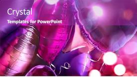  Presentation with birthday celebration - Cool new PPT theme with air-balloons-bunch-of-purple backdrop and a purple colored foreground