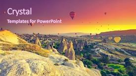  Presentation with cappadocia - Amazing slide deck having air balloons flying over spectacular backdrop and a violet colored foreground