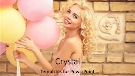  Presentation with brick wall - Beautiful theme featuring air balloons on brick wall backdrop and a  colored foreground