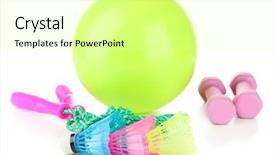  Presentation with sports - Presentation design with air blast - sports equipment isolated on white background and a blonde colored foreground