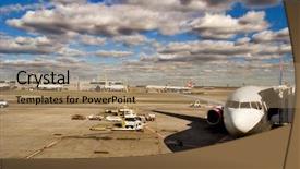  Presentation with airport - PPT theme consisting of air blast - work never stops background and a coral colored foreground