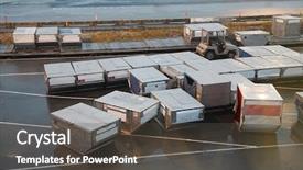  Presentation with air cargo - Colorful PPT theme enhanced with air cargo unit load devices backdrop and a dark gray colored foreground