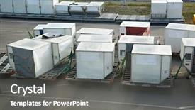  Presentation with air cargo - Colorful slide deck enhanced with air cargo unit load devices backdrop and a gray colored foreground