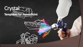  Presentation with spray paint - Slide set with air compressor - man with airbrush spray paint background and a dark gray colored foreground