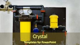  Presentation with compressor - Presentation theme featuring air compressor - pneumatic equipment at a modern background and a tawny brown colored foreground