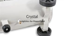  Presentation with compressor - Slide deck featuring air compressor on white background background and a light gray colored foreground