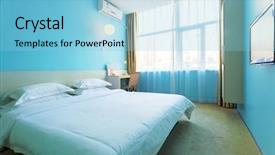  Presentation with hotel - Cool new theme with air con - modern hotel interior and decoration backdrop and a  colored foreground