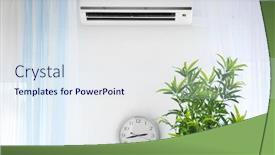  Presentation with conditioner - Cool new slides with air conditioner on wall in modern flat backdrop and a sky blue colored foreground