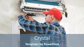  Presentation with conditioner - Theme consisting of air-conditioner-service-worker background and a ocean colored foreground