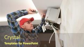  Presentation with conditioner - Presentation theme with air-conditioner-service-worker background and a tawny brown colored foreground