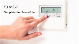  Presentation with climate - Colorful presentation theme enhanced with air conditioning systems - digital climate thermostat controlling backdrop and a pink colored foreground