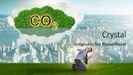  Presentation with emissions - Slide deck consisting of air contamination - ecological concept of greenhouse gas background and a light blue colored foreground