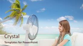  Presentation with weather - Cool new presentation theme with air cooler - summer weather and equipment concept backdrop and a lemonade colored foreground