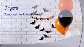  Presentation with brick wall - PPT layouts featuring halloween party on brick wall background and a light gray colored foreground