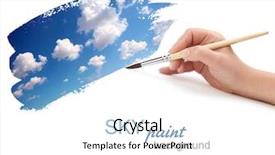  Presentation with paint brush - Audience pleasing theme consisting of creativity abstract - hand with brush and sky backdrop and a white colored foreground