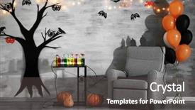  Presentation with interior decorating home - Theme with gravestone - interior of room decorated background and a dark gray colored foreground