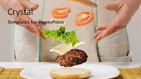  Presentation with skills - Presentation theme consisting of mastery - making burger skills background and a coral colored foreground